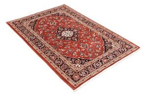 Tappeto Kashan Fine Medaglione Floreale Rosso Mattone Blu Scuro 100x148 Cm