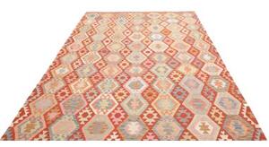 Tappeto Kilim Geometrico Rosso Multicolore 202x298 Cm