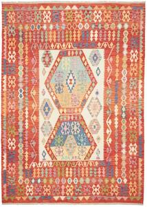 Tappeto Kilim Geometrico Rosso Ruggine Avorio 211x290 Cm
