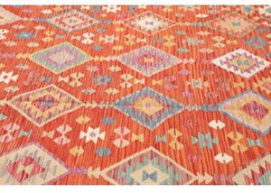 Tappeto Kilim Geometrico Rosso Mattone Multicolore 201x300 Cm