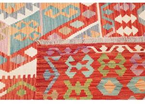Tappeto Kilim Geometrico Rosso Mattone Avorio 210x301 Cm