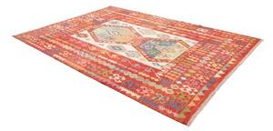 Tappeto Kilim Geometrico Rosso Ruggine Avorio 211x290 Cm