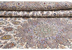 Tappeto Kashan Medaglione Floreale Avorio Tortora 300x390 Cm