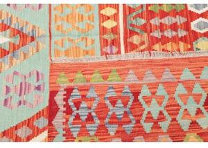 Tappeto Kilim Geometrico Rosso Ruggine Azzurro Cielo 213x290 Cm
