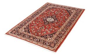 Tappeto Kashan Fine Medaglione Floreale Rosso Mattone Blu Scuro 100x148 Cm