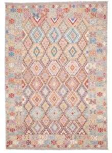 Tappeto Kilim Geometrico Grigio Multicolore 203x291 Cm