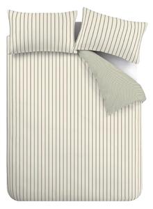 Set copripiumino e federa verde e color crema in cotone per letto matrimoniale 200x200 cm Hampton Stripe – Bianca