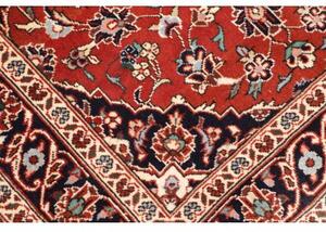 Tappeto Kashan Fine Medaglione Floreale Rosso Mattone Blu Scuro 100x148 Cm
