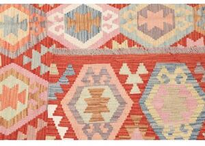 Tappeto Kilim Geometrico Rosso Multicolore 202x298 Cm