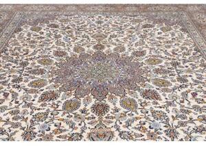 Tappeto Kashan Medaglione Floreale Avorio Tortora 300x390 Cm