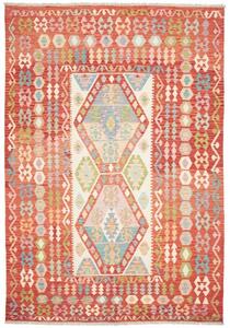 Tappeto Kilim Geometrico Rosso Mattone Avorio 210x301 Cm