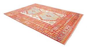 Tappeto Kilim Geometrico Rosso Ruggine Azzurro Cielo 213x290 Cm