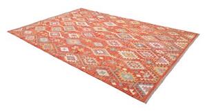 Tappeto Kilim Geometrico Rosso Beige 202x298 Cm