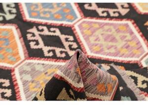 Tappeto Kilim Geometrico Nero Multicolore 200x290 Cm