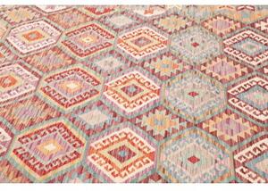 Tappeto Kilim Geometrico Grigio Multicolore 203x291 Cm