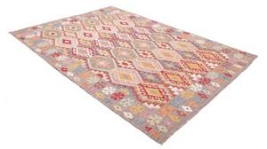Tappeto Kilim Geometrico Rosso Beige 169x248 Cm