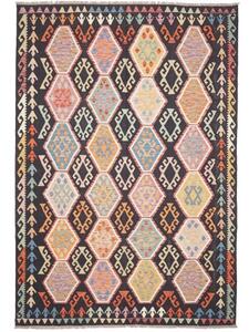 Tappeto Kilim Geometrico Nero Multicolore 200x290 Cm