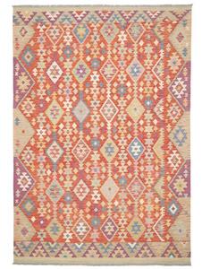 Tappeto Kilim Stilizzato Rosso Mattone Multicolore 201x296 Cm