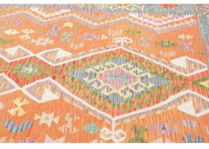 Tappeto Kilim Geometrico Arancione Celeste 199x296 Cm