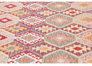 Tappeto Kilim Geometrico Rosso Beige 169x248 Cm