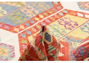Tappeto Kilim Geometrico Rosso Avorio 209x294 Cm