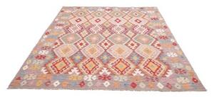 Tappeto Kilim Geometrico Rosso Beige 169x248 Cm