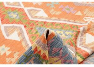 Tappeto Kilim Geometrico Arancione Celeste 199x296 Cm
