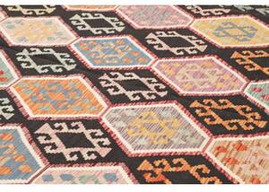 Tappeto Kilim Geometrico Nero Multicolore 200x290 Cm