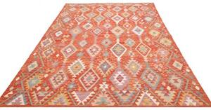 Tappeto Kilim Geometrico Rosso Beige 202x298 Cm