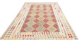 Tappeto Kilim Geometrico Grigio Avorio 207x292 Cm