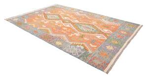 Tappeto Kilim Geometrico Arancione Celeste 199x296 Cm