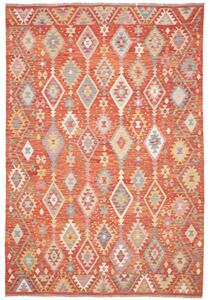 Tappeto Kilim Geometrico Rosso Beige 202x298 Cm