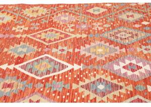 Tappeto Kilim Geometrico Rosso Beige 202x298 Cm