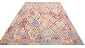 Tappeto Kilim Stilizzato Grigio Multicolore 205x305 Cm