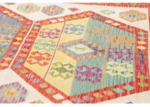 Tappeto Kilim Geometrico Rosso Avorio 209x294 Cm