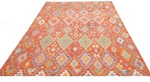 Tappeto Kilim Geometrico Terracotta Giallo 203x298 Cm