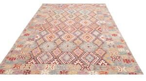 Tappeto Kilim Geometrico Grigio Multicolore 203x291 Cm