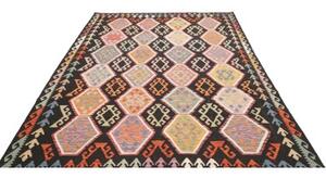 Tappeto Kilim Geometrico Nero Multicolore 200x290 Cm