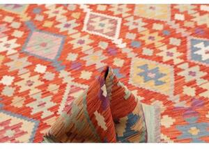 Tappeto Kilim Stilizzato Rosso Mattone Multicolore 201x296 Cm