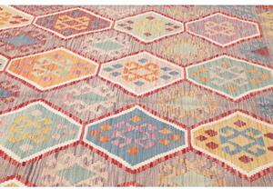 Tappeto Kilim Stilizzato Grigio Multicolore 205x305 Cm
