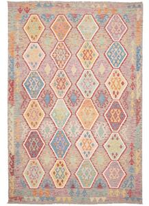Tappeto Kilim Stilizzato Grigio Multicolore 205x305 Cm