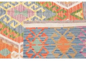 Tappeto Kilim Geometrico Arancione Celeste 199x296 Cm