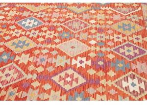 Tappeto Kilim Stilizzato Rosso Mattone Multicolore 201x296 Cm