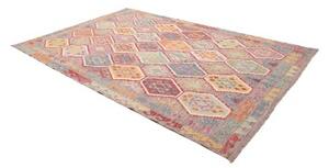 Tappeto Kilim Stilizzato Grigio Multicolore 205x305 Cm