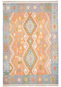 Tappeto Kilim Geometrico Arancione Celeste 199x296 Cm