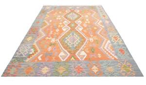 Tappeto Kilim Geometrico Arancione Celeste 199x296 Cm