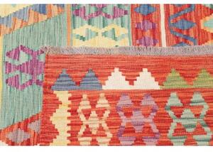 Tappeto Kilim Geometrico Rosso Avorio 209x294 Cm