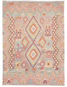 Tappeto Kilim Geometrico Grigio Multicolore 150x198 Cm