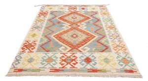 Tappeto Kilim Geometrico Avorio Blu 151x216 Cm