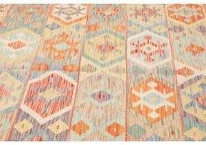 Tappeto Kilim Geometrico Azzurro Arancione 192x289 Cm